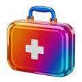 A vibrant, rainbow-colored first aid kit with a white cross symbol on the front Royalty Free Stock Photo