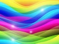 Vibrant rainbow colored flowing waves with bright highlights and glossy texture creating a dynamic and cheerful abstract Royalty Free Stock Photo