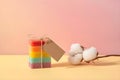 Rainbow Color Soap Bars with Label â Gradient Background Natural Bath Gift. Royalty Free Stock Photo