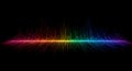 Vibrant Rainbow Colored Sound Wave Spectrum on Black, Abstract Digital Audio Equalizer Lines Displaying Frequencies Royalty Free Stock Photo