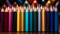 A vibrant rainbow of colors on a wooden table generated by AI