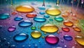 Vibrant Rainbow Droplets on Surface Royalty Free Stock Photo