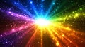 A vibrant rainbow explosion of light and sparkles Royalty Free Stock Photo