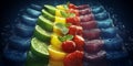 Vibrant Rainbow Fruit Ice Cubes Refreshing Summer Citrus Strawberries Mint Royalty Free Stock Photo