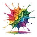 Vibrant Rainbow Geometric Paint Splatter Abstract Shape Liquid Splash transparent background bright Royalty Free Stock Photo