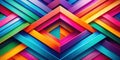 Vibrant rainbow geometric pattern with interlocking colorful stripes and shiny rectangular shapes. Generative AI Royalty Free Stock Photo