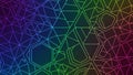 Vibrant Rainbow Geometric Wireframe Network Pattern on a Dark Gradient Background with Abstract Polygonal Shapes and Lines Royalty Free Stock Photo