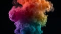 Vibrant rainbow gradient ink cloud explodes upward against a stark black background creating mesmerizing abstract color diffusion Royalty Free Stock Photo