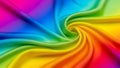 Vibrant rainbow gradient silk fabric swirling in a vortex pattern, luxurious texture close-up Royalty Free Stock Photo