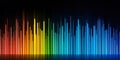 Vibrant rainbow gradient of thin glowing lines on a black background Royalty Free Stock Photo