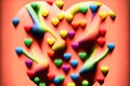 Colorful rainbow hearts on an orange background Royalty Free Stock Photo