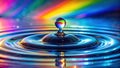 Vibrant rainbow hues reflected in a single water drop\'s impact. Generative AI Royalty Free Stock Photo