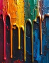 Vibrant Rainbow Paint Dripping Down a Dark Surface Royalty Free Stock Photo