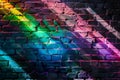 Vibrant Rainbow Painted on Brick Wall. Generative AI