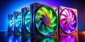 Vibrant Rainbow PC Cooler Fans in Action Vertical Video Showcase of Efficient Cooling for Computer Components