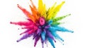 Vibrant rainbow powder explosion captured in high-speed photography creating a dynamic abstract pattern Royalty Free Stock Photo
