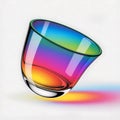 Vibrant rainbow prism effect reflected on a clear glass cup against a neutral background, AI Generated Royalty Free Stock Photo