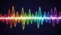 Vibrant rainbow sound wave equalizer pulsing with light on a dark background Royalty Free Stock Photo