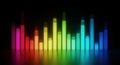 Vibrant rainbow sound wave visualizer reflecting on dark surface Royalty Free Stock Photo