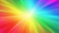 Vibrant rainbow spectrum radiating from a bright yellow central light source in a starburst pattern Royalty Free Stock Photo