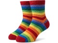 Vibrant rainbow striped socks displaying a spectrum of colors Royalty Free Stock Photo