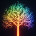 Rainbow Tree Colorful Glowing Tree on Dark Background Royalty Free Stock Photo