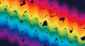 Vibrant rainbow wave pattern with abstract square shapes and dots Royalty Free Stock Photo