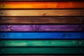 Vibrant Rainbow Wooden Planks Background: Colorful Textured Wood for Design and Decoration. created with Generative AI