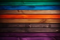 Vibrant Rainbow Wooden Planks Background: Colorful Textured Wood for Design and Decoration. created with Generative AI