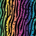 Vibrant Rainbow Zebra Pattern Background with Black Striped Abstract Design Royalty Free Stock Photo