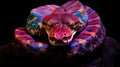 Vibrant Boa Constrictor: A Colorful Snake On A Dark Background