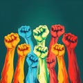 Vibrant Raised Fists in Unity and Strength