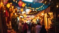 Vibrant Ramadan street decor and bustling public gatherings