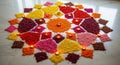 Colorful Rangoli Pattern Made from Decorative Sand for Festive Celebration Royalty Free Stock Photo