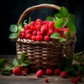 Vibrant Raspberry Basket With Fresh And Tasty Apple