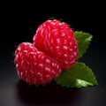 Detailed Raspberry Photo On Black Background With Ray Tracing
