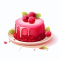 Vibrant Raspberry Jelly Cake Vector Illustration