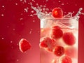 a vibrant raspberry lemonade with a splash of pure joy in the air