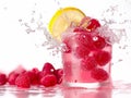 a vibrant raspberry lemonade with a splash of pure joy in the air