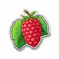 Vibrant Raspberry Sticker Illustration With Detailed Shading