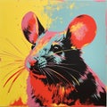 Vibrant Rat Painting On Colorful Background - Inspired By Nick Walker