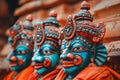 Vibrant Rath Yatra Festival Masks Captured in Close-Up Serenity Royalty Free Stock Photo