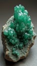 Vibrant raw emerald in host rock with green crystals earthy patterns Royalty Free Stock Photo