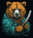 Vibrant Realism Cartoon Bear with Weapon. Perfect for Posters and Invitations.