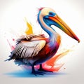 Vibrant Realism: The Pelican Painted In Bold Colors With Surrealistic Elements