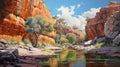 Vibrant Realism: A Stunning Waterway In The Australian Desert