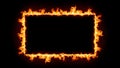 Fiery Rectangle Border Frame with Intense Flames on Black Background Royalty Free Stock Photo