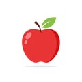 Vibrant Red Apple with Leaf and Stem, Simple Vector Illustration for Design Elements Royalty Free Stock Photo