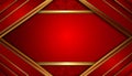 Red and gold abstract geometric background with ornate trim Royalty Free Stock Photo