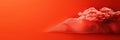 vibrant red background with flowing lines and cloud like formations creates dynamic visual